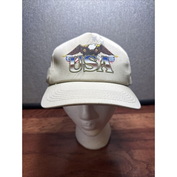 Mens Legend USA Made Eagle Airforce Military Beige Cap Hat - Picture 1 of 5